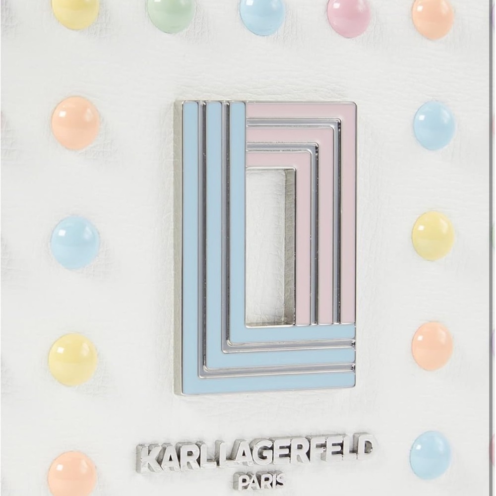 Karl Lagerfeld White Handbag with Studs - Picture 3 of 4
